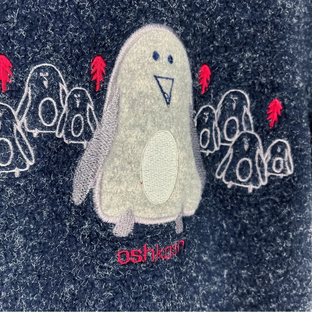 Vintage Oshkosh Mohair Blend One Piece Penguins Romper Size 12 Months